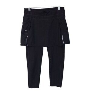Athleta Women S Be Free 2 in 1 Capri Cropped Leggings Skirt Skort Black Workout
